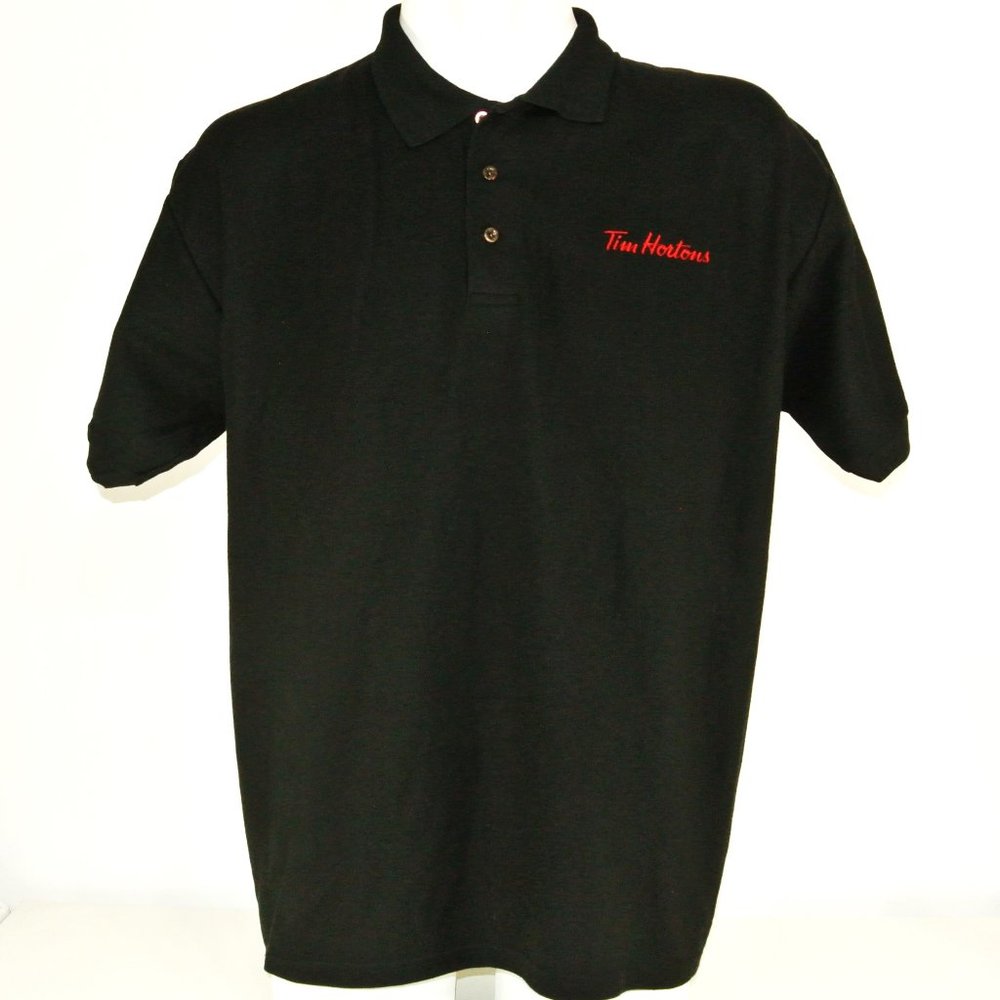 TIM HORTONS Coffee Donuts Employee Uniform Polo Shirt Black NEW Size S Small